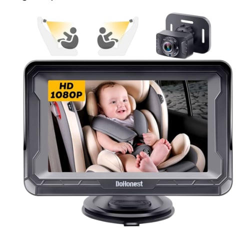 DoHonest Baby Car Camera HD 1080P - Rear-Facing Car Baby Monitor with Night Vision, Adjustable View Angle, Easy Setup, Anti-Glare Display, Safety for Kids & Infants