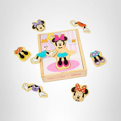 Melissa & Doug Disney Minnie Mouse Dress-Up Puzzle, 18 Pieces Mix and Match Outfits, Sorting & Matching Toy with Storage Case, Educational Puzzle for Toddlers Ages 3+