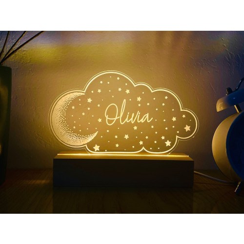 Personalized Night Light Moon and Star, Nursery Decor, Anniversary Gift, Kids Room Decor, Newborn Gifts, Baby Gift with Name
