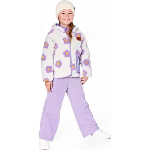 Reversible Mid-Season Sherpa Jacket Flower, Lavender - Deux par Deux | Maisonette