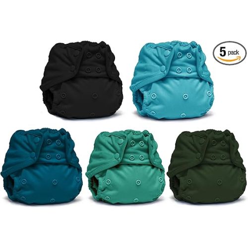 Kanga Care Rumparooz Reusable Cloth Diaper Covers One Size for Fitted Diapers and Prefolds with Leg Double Gusset (5pk) - Boy Solids