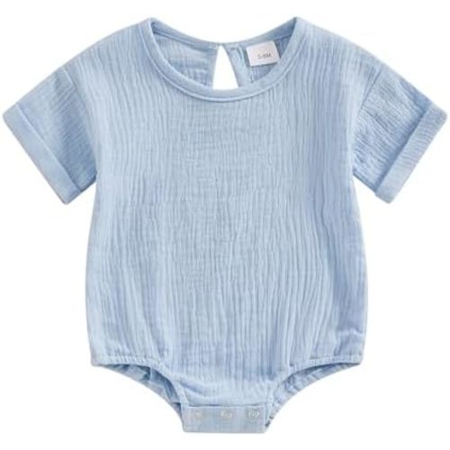 Infant Baby Girl Boy Summer Romper Bodysuit Linen Solid Short Sleeve Jumpsuit One Piece Outfit Summer Clothes