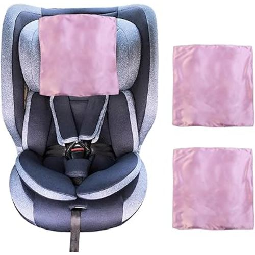 2 Pack Satin Car Seat Headrest Cover for Babies Satin Baby Car Seat Hair Protector Soft Silk Feeling Headrest Cover for Hair Protection (Pink)
