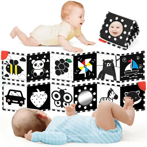 High Contrast Baby Toys for Newborn Development - Tummy Time Black and White Baby Toys for 0-3-6-12 Months - Soft Montessori Visual Stimulation Sensory Infant Book - Stocking Stuffer Gift
