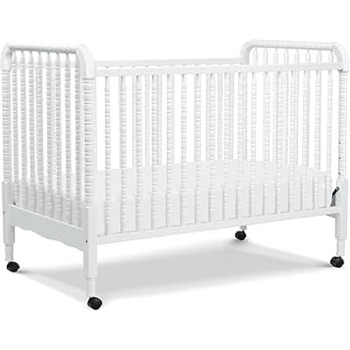 DaVinci Jenny Lind 3-in-1 Convertible Baby Crib - GREENGUARD Gold Certified Portable Crib - Convertible Crib to Toddler Bed and Daybed - 4 Adjustable Heights - Easy to Assemble White Wooden Crib