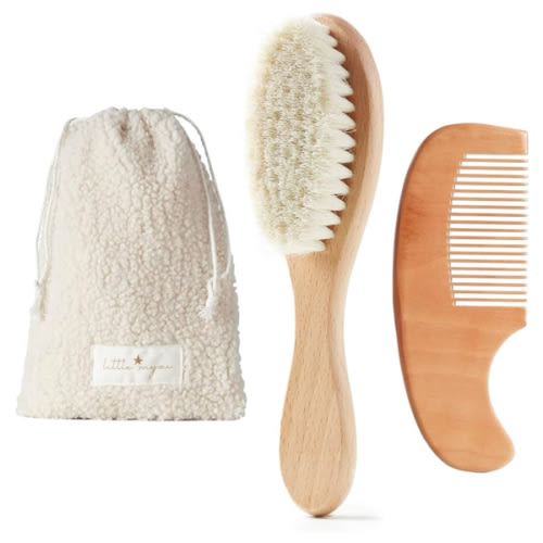 MYZI Baby Hair Brush Set – Baby Brush and Comb Set Newborn, Baby Comb and Brush Set Boy and Girl, Newborn Hair Brush and Newborn Comb - Baby Gift Set