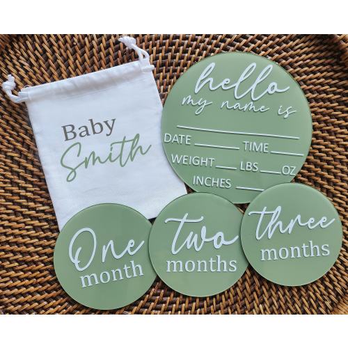 Acrylic Baby Milestone Discs/Personalized Baby Shower Gift/Baby Photo Prop/Monthly Milestone Disc/Newborn Birth Announcement/Baby Gift