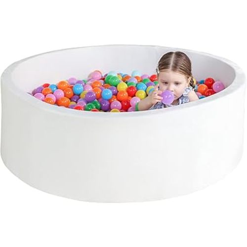 TRENDBOX Extra Large Foam Ball Pit for Toddlers, 47x14 inch Soft Baby Ball Pit with Washable Velvet Cover (Balls not Included)-White