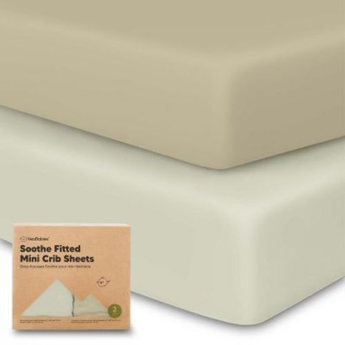 Keababies Mini Crib Sheets For Baby Girls, Boys, 2-pack Soothe Pack And Play Sheets Fitted, Organic Pack N Play Mattress Sheet (lichen)