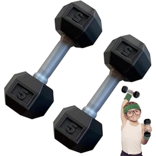 Dumbbell 2 Pcs Dumbbells for Baby Mini 1.8x4.7 In Silicone Hand Weight Lifting Set for Fitness Exercise Funny Sport Toys for Toddlers (Black)