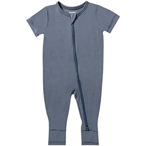 GUISBY Rayon Made from Bamboo Baby Pajamas, Summer Short Sleeve Footless Rompers, 2 Way Zipper Sleeper
