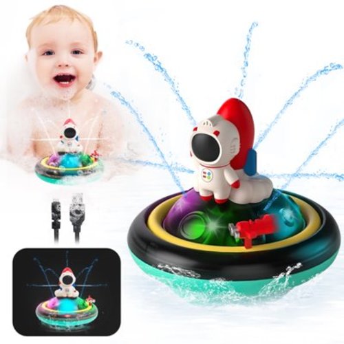 Baby Bath Toys, Automatic Spray Water Toddler Bath Toys, Induction Sprinkler Bathtub Toys, Rechargeable Flashing Light Kid Bath Toys Girls Boys Shower Toys for Infant