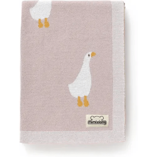 mimixiong Baby Blanket Knit Receiving Boys Girls Blanket Soft Cotton Neutral Blanke for Swaddle Crib Stroller with Cute Goose