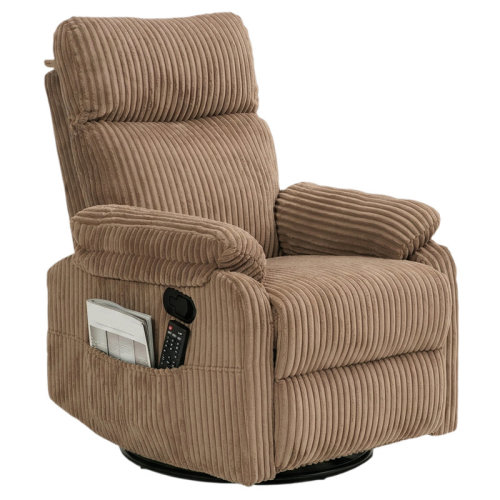 August Grove® Manual Small Recliner Rocking Chair For Nursery/relaxation, Corduroy Swivel Glider Recliner For Living Room Bedroom, Grey Rocking Chair Nursery Recliners For Small Spaces, Side Pockets (gray) | Wayfair