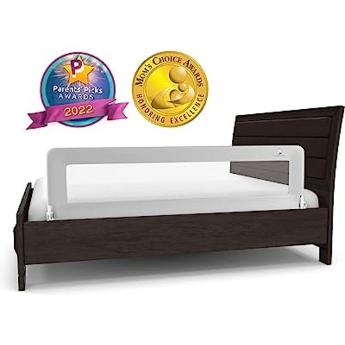 ComfyBumpy Long Toddler Bed Rails - Baby Bed Rail Guard for Kids, Twin, Full, King and Queen Beds - Adjustable Bed Rail for Toddlers - Baby Bed Side Bedrails - Gray, Long (55.5" x 19.5"), Pack of 1
