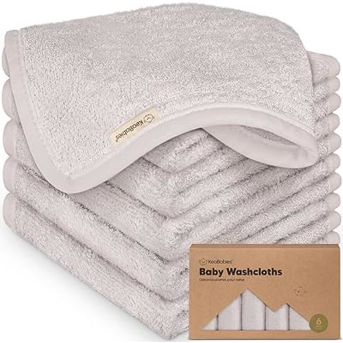 6-Pack Organic Baby Washcloths - Soft Viscose from Bamboo Washcloth, Baby Wash Cloths, Baby Wash Cloth for Newborn, Kids, Bath Baby Towels, Face Towel, Face Cloths for Washing Face (Heather)