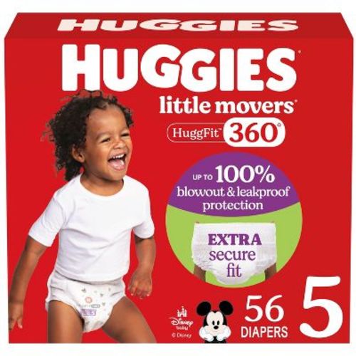 Huggies Little Movers HuggFit 360 Disposable Diapers - Size 5 - 56ct