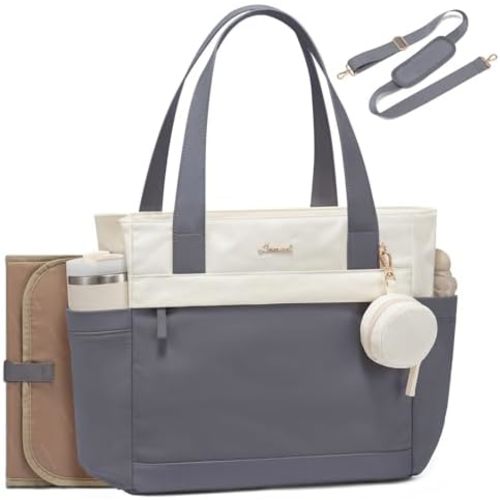 LOVEVOOK Diaper Bag Tote Large Baby Bag for Mom Hostipal and Travel Diaper Tote for Baby Boy with Pacifier Case Changing Pad