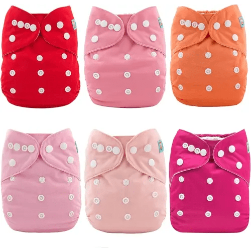 ALVABABY 6 Pack with 12 Inserts Baby Cloth Diapers, One Size Adjustable Washable Reusable Diaper for Baby Girls and Boys 6BMN