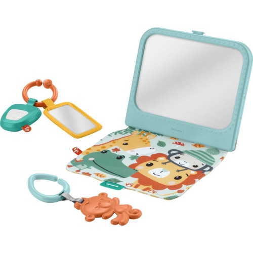 Fisher-Price Newborn Toy Set with 3 Sensory Toys, Rattle Mirror & Teether, Look & Listen Gift Set (Walmart Exclusive)
