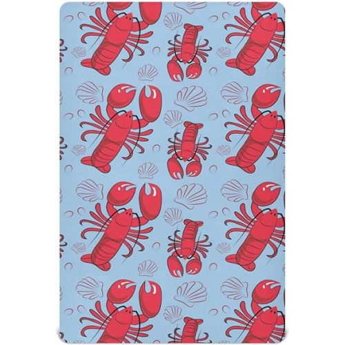 Crib Sheets for Boys Girl Lobster Breathable Mini Crib Mattress Sheets Fitted, Seashell Toddler Fitted Playard Sheet Fits Most Standard Baby mattresses 52 * 28 * 9In