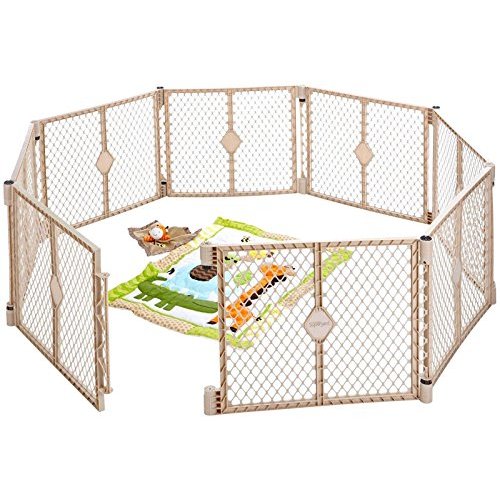 Toddleroo by North States - Superyard Baby Play Yard: Freestanding 8-Panel Baby Playpen - Indoor or Outdoor Use - Made in USA - Encloses Up to 34.4 Square Feet - 26 Inches Tall - Sand