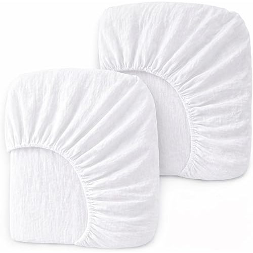 2 Pack Muslin Fitted Crib Sheets for Baby Girls & Boys-Neutral Breathable Crib Mattress Protector for Standard Crib Mattress (28"x 52") -White Crib Sheets No Slip Toddler Cotton Bedding