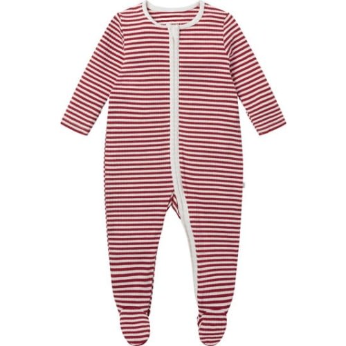 Rib Fitted One-Piece Footed Pajamas, 0-3M