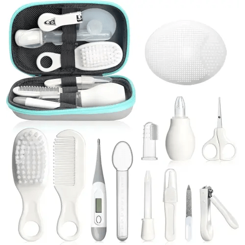 Baby Healthcare and Grooming Kit, Portable Baby Safety Care Set, Baby Essentials kit for Newborn(Grey White 13 in 1)