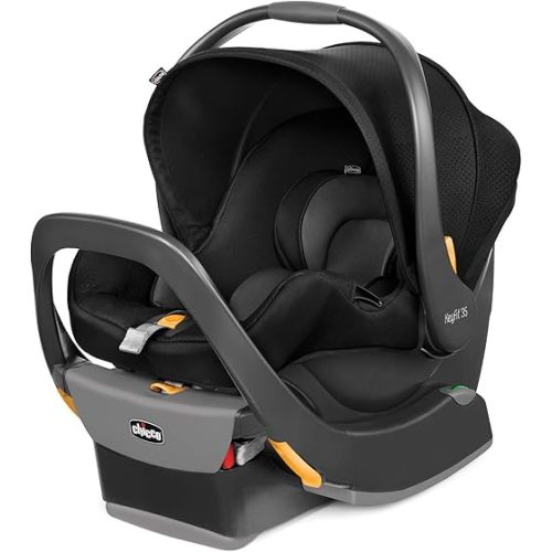 Chicco KeyFit 35 Infant Car Seat and Base, Rear-Facing Seat for Infants 4-35 lbs, Includes Infant Head and Body Support, Compatible with Chicco Strollers, Baby Travel Gear | Element/Black