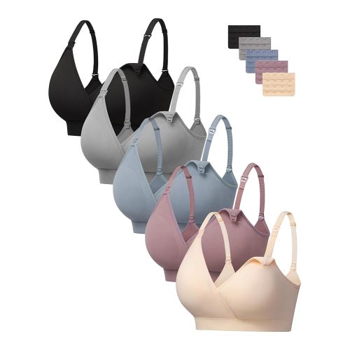 HBselect Nursing Bras for Breastfeeding, Seamless V Neck Maternity Bra Wireless Women Pregnancy Postpartum Bra Sleep Bralette