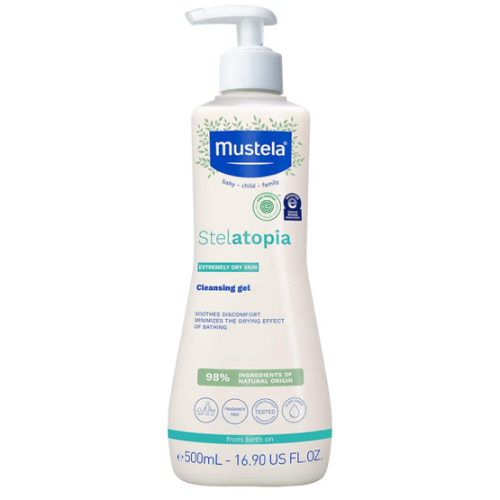 Mustela Stelatopia Eczema-Prone Skin Cleansing Gel - Baby Face & Body Wash with Natural Avocado & Sunflower Oil - Fragrance-Free & Tear Free - Various Sizes