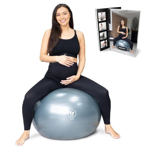 BABYGO® Birthing Ball for Pregnancy & Labor + Our Award Winning Book - Exercise, Birth & Recovery Plan, 5X Stronger Than a Yoga Ball with Eco Friendly Material