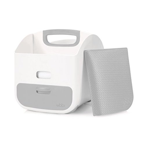Ubbi Portable Diaper Changing Station Diaper Storage Caddy Organizer with Folding Changing Mat, Stores Baby Diapers, Wipes and Baby Accessories, Gray