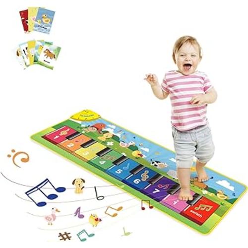 Floor Piano Mat for Toddlers, Baby Kid Sensory Educational Dancing Keyboard Carpet Animal Sounds Blanket Touch Playmat Musical Mats Birthday Toddler Toys for 1 2 3 4 5 Year Old Boy Girl Gifts