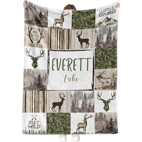 MDPrints Camo Personalized Baby Blankets for Boys, Customized Boy Blanket with Name, Newborn Nursery Gift