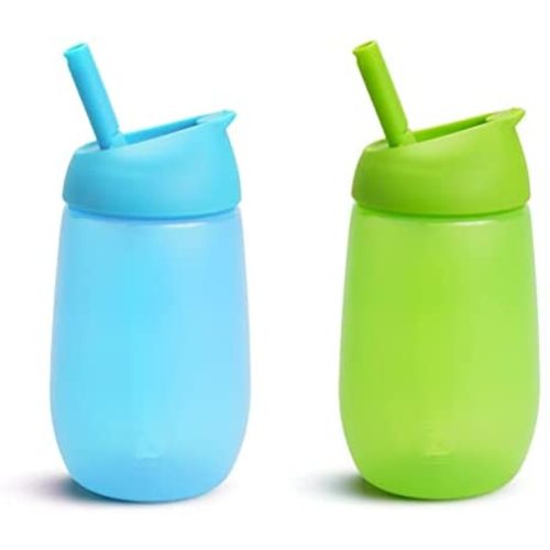 Munchkin Simple Clean Straw Cup, 10 Ounce, 2 Pack, Blue/Green