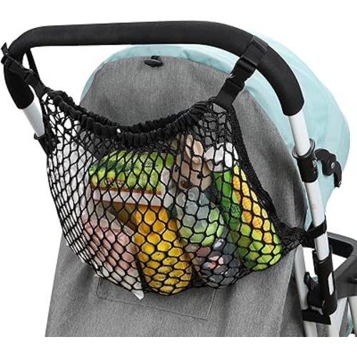 Accmor Universal Stroller Organizer, Polyester Net Mesh Bag Fits for Uppababy, Nuna, Britax, Doona Strollers, Non-Slip Adjustable Stroller Mesh Cargo Net Storage Caddy Accessories