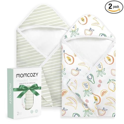 Momcozy Baby Towel with Hooded - Ultra Soft & Absorbent Large Bath Towel Set for Comfort & Gentle on Baby's Skin - Shower Gift & Bath Essential & Baby Registry Search for Newborn,Infant,Toddler,Kids
