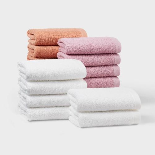 18pk Everyday Washcloths Pink/orange/white - Room Essentials™