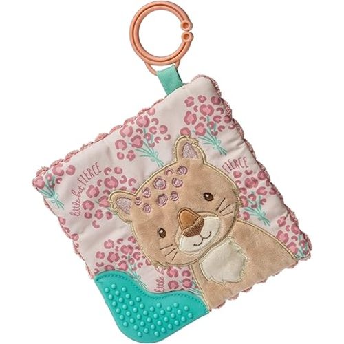 Mary Meyer Crinkle Teether Toy with Baby Paper and Squeaker, 6 x 6-Inches, Little But Fierce Leopard