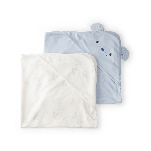 Blue Baby 2-Pack Hooded Towels - Blue
