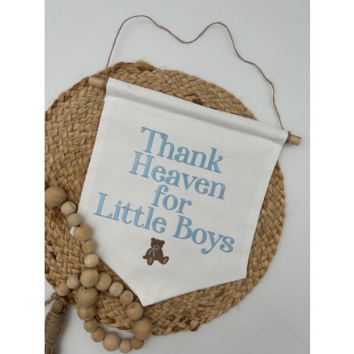 Thank Heaven for Little Boys Banner - Decorative Nursery Banner