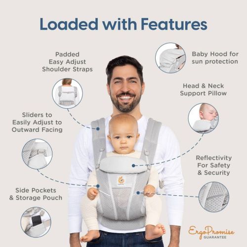 Ergobaby Omni Breeze All Carry Positions Breathable Mesh Baby Carrier for Newborn to Toddler