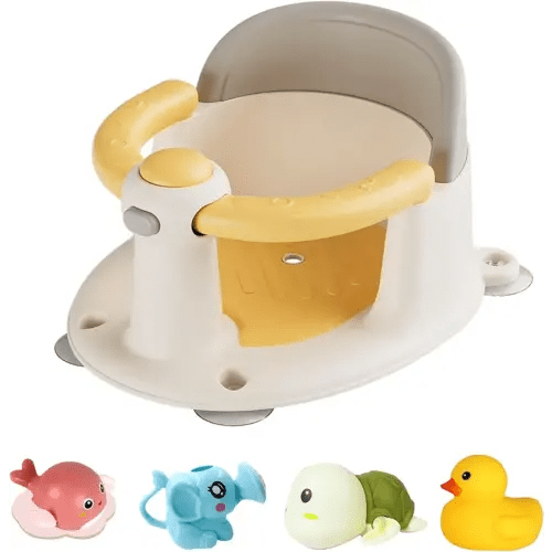 Baby Bath Seat for Infant Toddler 6 Months and up, Portable Foldable Non-Slip Baby Bathtub Seat 4 Secure Suction Cups for Baby Sitting Up (Yellow)