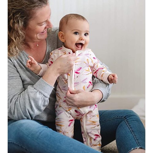 Burt's Bees Baby baby girls Romper Jumpsuit, 100% Organic Cotton One-piece Coverall and Toddler Footie, Dragon Fly Zip, 0-3 Months US