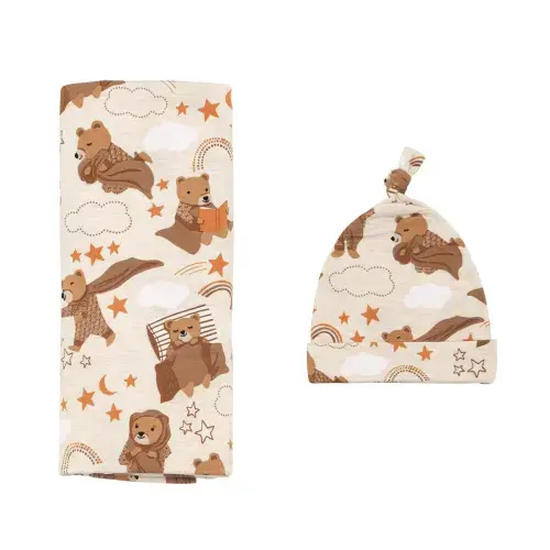 Beary Sleepy Swaddle & Hat Set - Little Sleepies