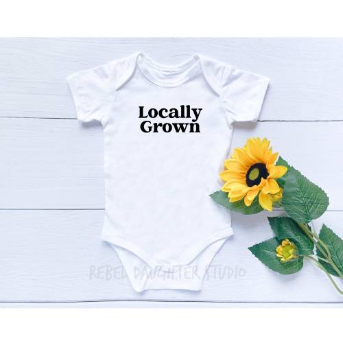 Locally Grown Baby Onesie® | Retro, Minimalist | Trendy Baby Bodysuit | Newborn Photoshoot
