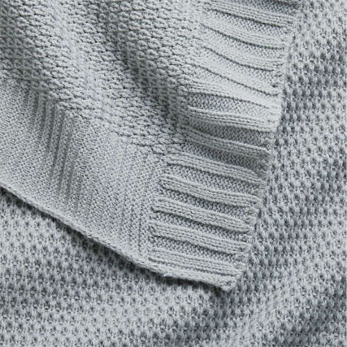 Personalized Bubble Knit Mist Blue Baby Stroller Blanket