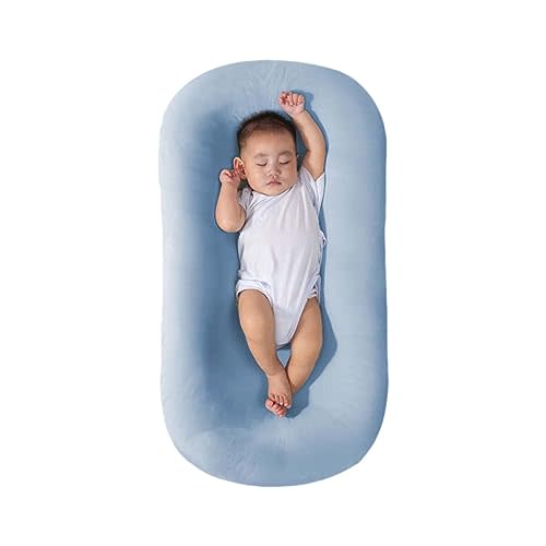 Saanerueen Baby Lounger for Newborn 0-24 Months, Infant Nest Sleeping for Baby in Bed, Soft Breathable Washable Newborn Lounger for Baby (Blue,0-12 Months)